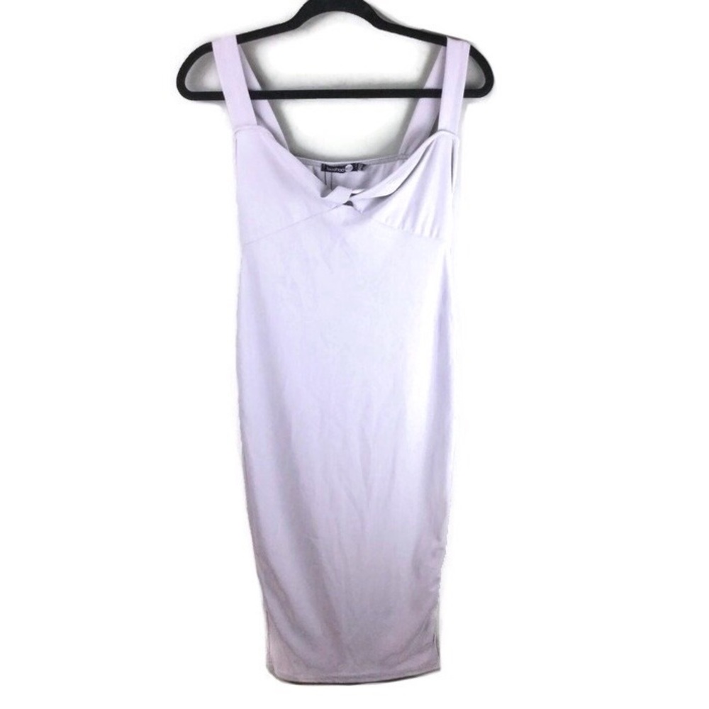 NWT Boohoo Night Twist Bust Gray Jersey Bodycon Midi Dress Size 2